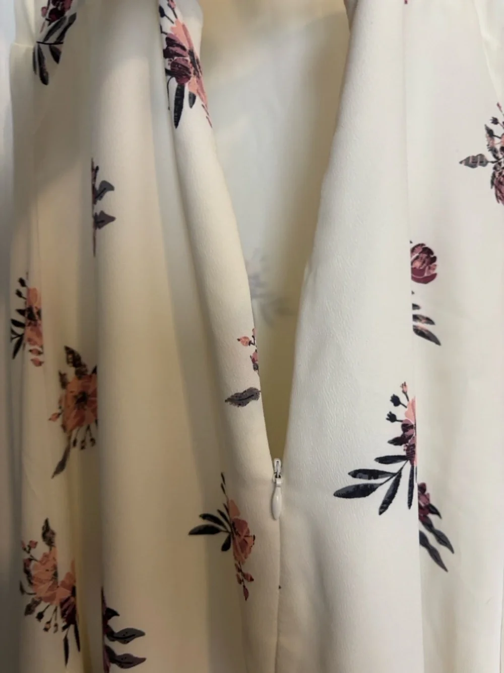 Cream Floral Slip Dress with Pink Rose Print - Picture 4 of 5